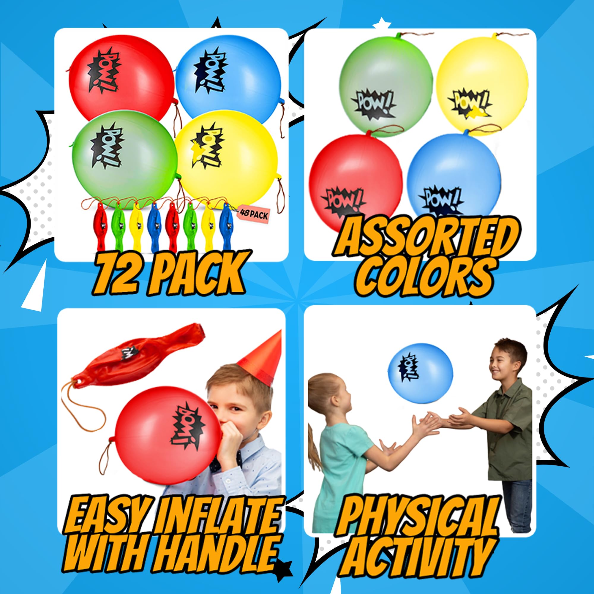 Superhero Punch Balloons - Bulk, Large Punching Balloons for Kids, Inflatable Punch Balls for Carnival Prizes, Goodie Bag Stuffers for Kids, Superhero Theme Birthday Party Favors Toys